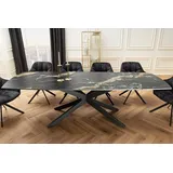 riess-ambiente Esstisch COSMOS 160-240cm schwarz/gold/sand - Keramik, Metall, ausziehbar, chic (Einzelartikel, 1-St), verlängerbarer Konferenztisch für 12 Personen - ideal für Essbereich schwarz
