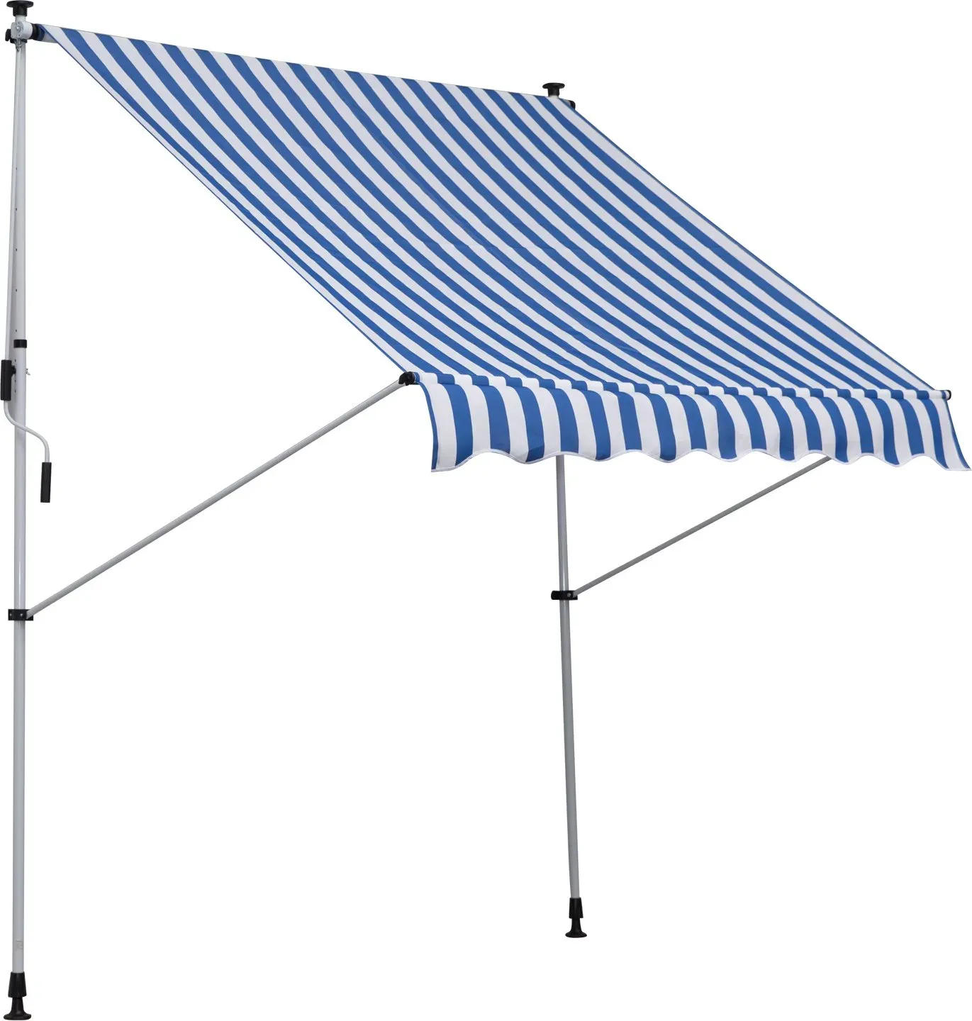 Outsunny Gelenkarmmarkise Klemmmarkise höhenverstellbar 200x150cm Blau/Weiß aus Aluminium für Terrasse & Balkon   Aosom.de