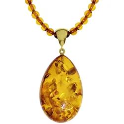 Gliederkette OSTSEE-SCHMUCK "Ostsee-Schmuck Kette mit Anhänger Danielle", braun, Halsketten, Damen, 60cm, Bernstein, L: 50cm