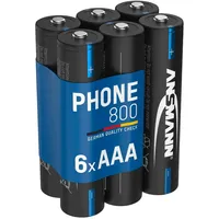 Ansmann Telefon Akku Micro AAA, 6 Stück, 800 mAh NI-MH 1,2V