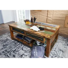 Massivmoebel24 Couchtisch Altholz Mehrfarbig Akazie 140 x 55 x 80 cm