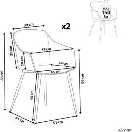 Beliani Esszimmerstuhl 2er Set FONDA II