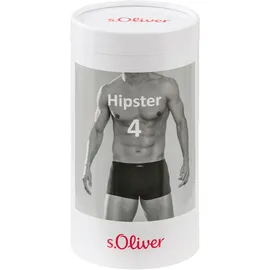 S.Oliver Hipster (Dose, 4 St.), knapp sitzende Boxershorts aus Baumwollmischung in der Dose verpackt Gr. L, schwarz, , 71694011-L