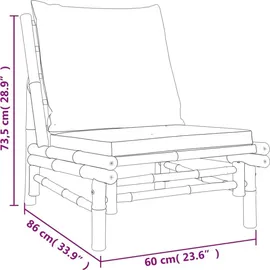 vidaXL Garten-Lounge-Set 3-tlg. Creme Bambus braun