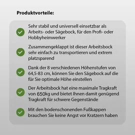 Trutzholm 2x Stahl Sägebock Falt Arbeitsbock höhenverstellbar bis 1300kg klappbar Werkbock