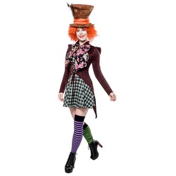 Metamorph Kostüm Crazy Hutmacherin, Nur ein klein wenig verrückt: Hutmacher Kostüm für Damen braun S