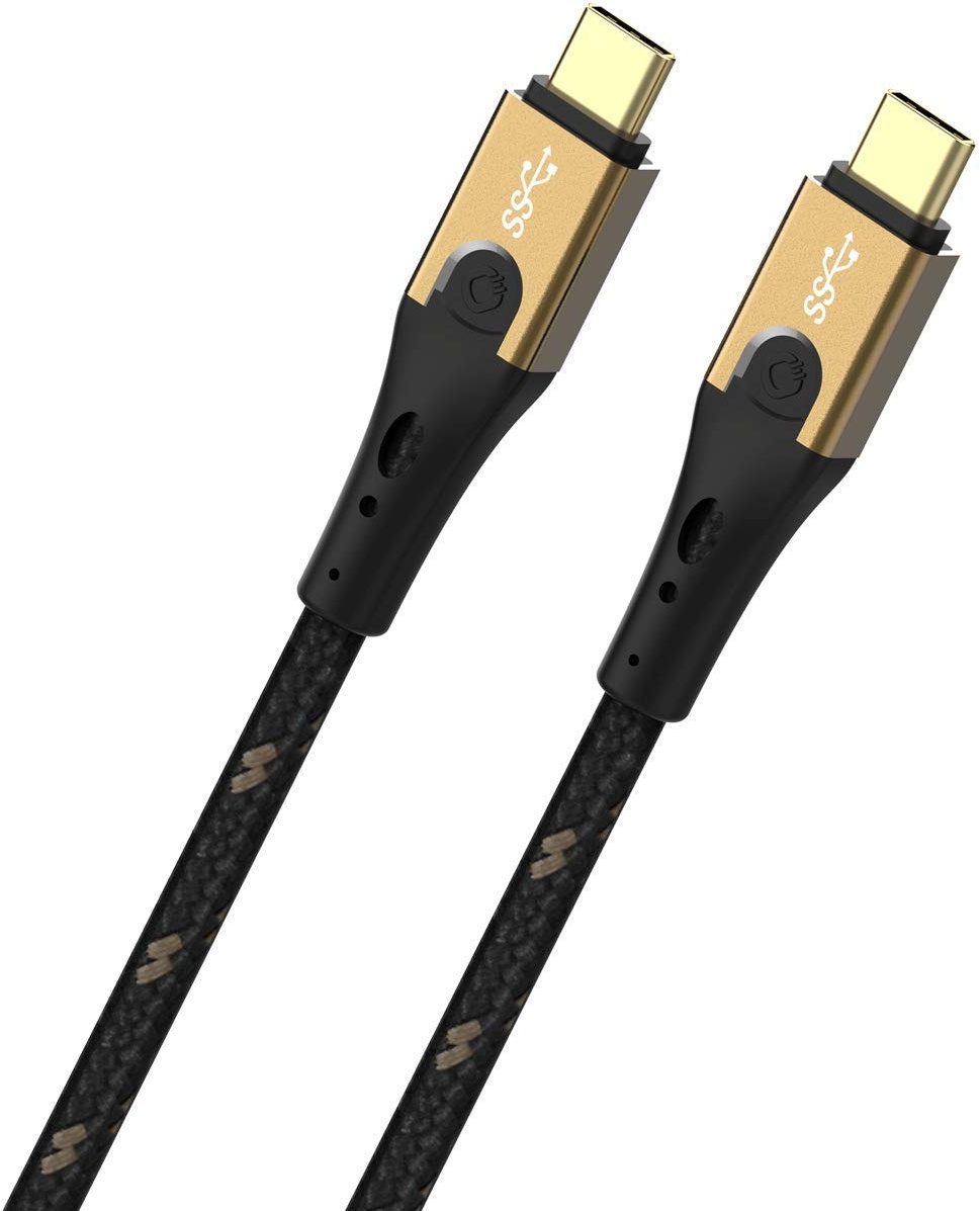 Oehlbach Primus USB-Kabel Typ C zu Typ C - State of The Art - Super Speed 10 Gbit/s 40W Fast Charge Schnellladung hochflexibel HPOCC 3 Fach Schirmung 4K 60Hz - Farbe Schwarz/Gold - 2 Meter