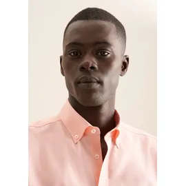 Seidensticker Businesshemd "Regular", Herren, Gr. L41, normale Ärmellängen, orange, 100% Baumwolle, Strukturmuster, regular fit, gerader Abschluss, Hemden, Regular 1/2 Button-Down-Kragen Struktur