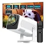 Mini Projektor, Beamer 4K, Full HD 1080P Beamer, Tragbarer Video Projektor, Beamer Outdoor, Smart WiFi-6 Bluetooth Beamer Projektor, Auto Trapezkorrektur (#A Weiß)