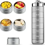 Tablettenbox 7 Tage Wasserdicht Tragbare Aluminum Pillendose Tabletten Wochenbox Pillendose 7 Fächer Tabletten Organizer Für Medikamente Aufzubewahren 7 Tage Medikamentenbox Reisen Pillenbox (grau)