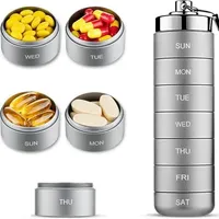 Tablettenbox 7 Tage Wasserdicht Tragbare Aluminum Pillendose Tabletten Wochenbox Pillendose 7 Fächer Tabletten Organizer Für Medikamente Aufzubewahren 7 Tage Medikamentenbox Reisen Pillenbox (grau)