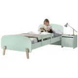 58 aufm Kessel Jugendzimmer-Set Kinderzimmer Set Karilynn 2 Bett mit Nachtkommode Holz+MDF mintgrün, (inkl. Versand, Lieferung bis Verwendungsstelle), rosaLiegefläche 90 x 200, Lattenrost, Nachtkommode, Absturzschutz grün