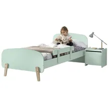 58 aufm Kessel Jugendzimmer-Set Kinderzimmer Set Karilynn 2 Bett mit Nachtkommode Holz+MDF mintgrün, (inkl. Versand, Lieferung bis Verwendungsstelle), rosaLiegefläche 90 x 200, Lattenrost, Nachtkommode, Absturzschutz grün