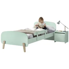 58 aufm Kessel Jugendzimmer-Set Kinderzimmer Set Karilynn 2 Bett mit Nachtkommode Holz+MDF mintgrün, (inkl. Versand, Lieferung bis Verwendungsstelle), rosaLiegefläche 90 x 200, Lattenrost, Nachtkommode, Absturzschutz grün