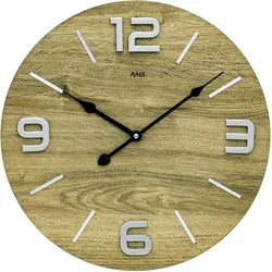 Wanduhr AMS, bunt (eichefarben), Wanduhren, Ø 40cm, Quarzuhr, Holz, Wohnzimmer, Esszimmer, Küche, Arbeitszimmer, Büro