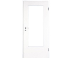 Kilsgaard Zimmertür mit Lichtausschnitt/Glas Weiß lackiert Lamikor Typ 43/LA Rundkante, DIN Rechts, 735x1985 mm,ohne Verglasung