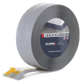 Holzbrink Weichsockelleiste selbstklebend PVC 32x23mm, 20 m Küchenleiste Arbeitsplatte Abschlussleiste selbstklebend für Badezimmer Farbe: Hellgrau