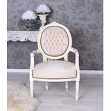 Romantischer Barock Sessel im Shabby Chic Vintage Stil Holz gepolstert cat519d18 Palazzo Exklusiv
