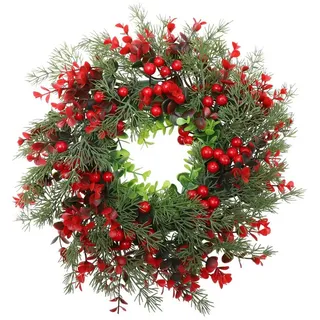 Kunstkranz Weihnachtskranz, Adventskranz, Dekokranz, Coonoor, Beerenkranz, Türkranz Ø 45 cm