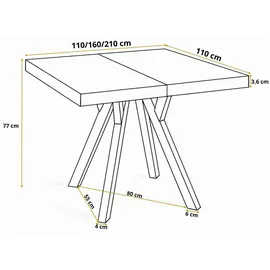 alpi möbel Rico 110 x 77 x 110 cm weiß