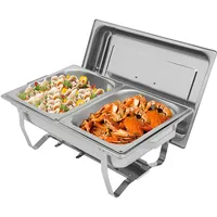 Edelstahl Chafing Dish Speisenwärmer Essen Warmhalten Behälter Speisewärmer Catering Wärmebehälter Warmhaltebehälter Essen für Buffets, Partys, Hochzeiten