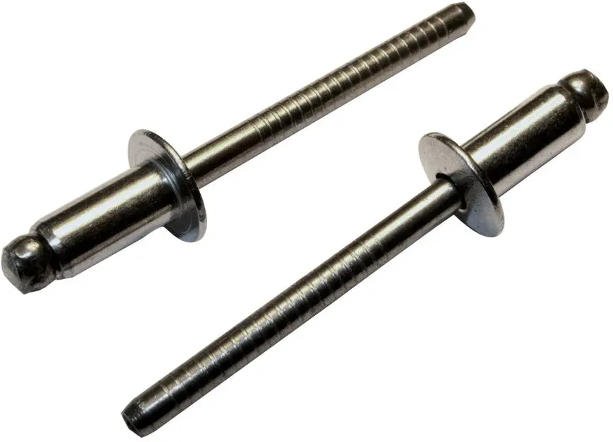 Blindniet Flachrundkopf Edelstahl / Edelstahldorn gerillt -  3,0 x 8,0 / 2,5 - 4,5 / 3,1
