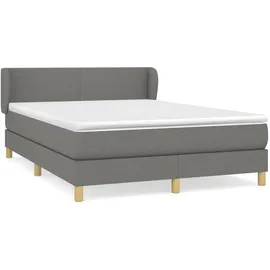 vidaXL Boxspringbett mit Matratze Dunkelgrau 140x200 cm Stoff