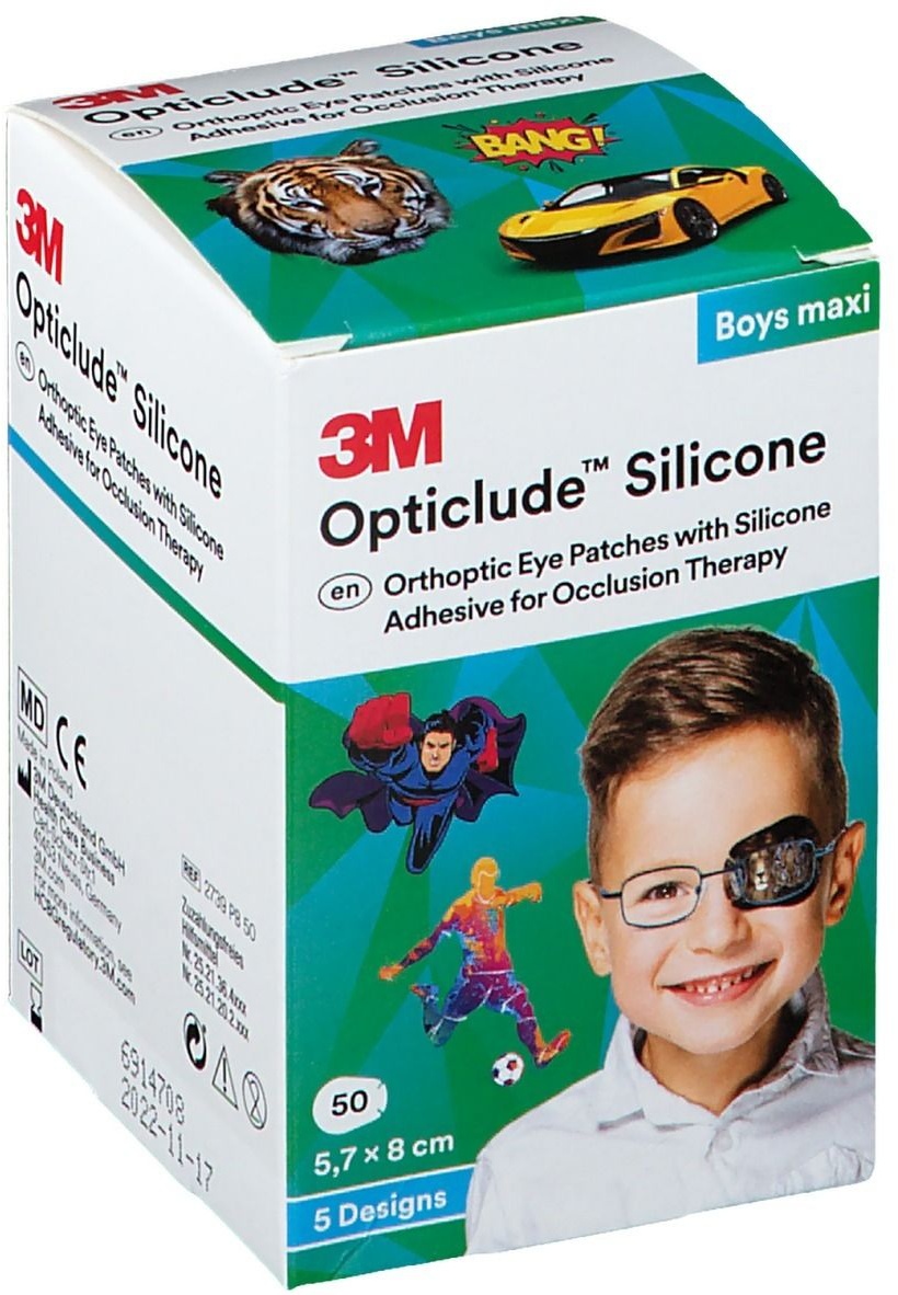 3MTM OpticludeTM Silicone Boy Maxi 5,7 x 8,0 cm 50 pc(s) pansement(s)