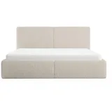 FEDVE Polsterbett Doppelbett Riberia Slim Bett mit Bettkasten 180x200 - Beige