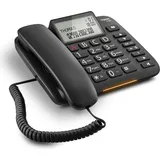 Gigaset DL380, Analoges Telefon, Kabelgebundenes Mobilteil, Freisprecheinrichtung, 99 Eintragungen, Anrufer-Identifikation, Schwarz - Schwarz