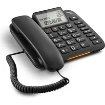Gigaset DL380, Analoges Telefon, Kabelgebundenes Mobilteil, Freisprecheinrichtung, 99 Eintragungen, Anrufer-Identifikation, Schwarz - Schwarz