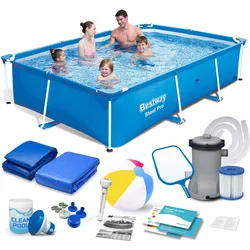 Erwachsene Schwimmen Pool Stabiler Gartenpool - Blau EINHEITSGRÖSSE