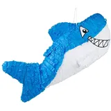 Boland 30919 - Pinata Hai, Blau-Weiß, Größe 27 x 60 cm, aus Pappmaché, Kindergeburtstag, Dekoration, Mottoparty, Themenparty