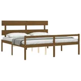 furnicato Bett Seniorenbett mit Kopfteil 200x200 cm Honigbraun Massivholz (1-tlg) braun