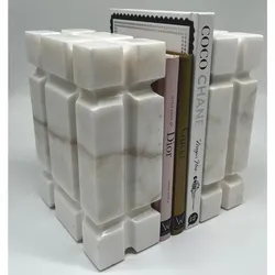 Casa Padrino Luxus Marmor Deko Buchstützen Set Weiß - Deko Accessoires