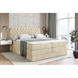 altdecor Boxspringbett mit Matratze Topper, Polsterbett mit Bettkasten BOXI8 KING - 180x200 - Beige Monolith
