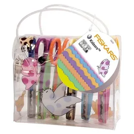 Fiskars KidzorsTM Kinder-Dekorscheren inkl. Tasche, 13 cm, Rechts- und Linkshänder, ab 4 Jahren, 6er Set