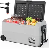 Kompressor Kühlbox, 32 Liter Kompressor Gefrierbox Mit Led-licht & Rollen, Max/eco Modus, Bis -20°C, Kühlbox Auto Dc 12/24v, Kühltasche Elektrisch Ac 100-240v, Mobil Kühlschrank Für Camping