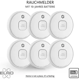 ELRO FS2010 Rauchmelder mit 10-Jahres-Batterie - Entspricht EN14604:2005/AC:2008-6 Stück