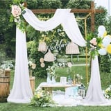 Querbehang 70*550cm, Hochzeitsbogen Vorhang Deko, Chiffon, Vorhänge Hochzeit Bogen, Vorhang Organza Stoff Tüll Dekorationen Party Hintergrund Traubogen Dekostoff (Weiß)