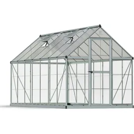 CANOPIA Hybrid Alu silber Polycarbonat 0,7 mm/Dach HKP 4 mm 7,9 m2 inkl. Stahlfundament