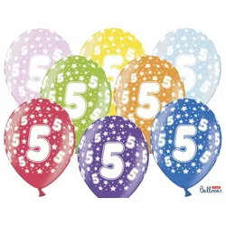 6 Luftballons 5. Geburtstag bunt
