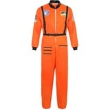 Josamogre Astronauten Kostüm Erwachsene Herren Kostüm Astronau Anzugt Weltraum Raumfahrer Halloween Cosplay Orange 3XL - 3XL