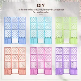 Outsunny Paravent mit Klappbarem Spalier, Pflanzkasten mit Sichtschutz,