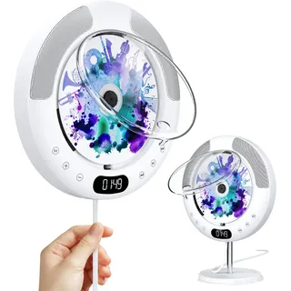 KOVCDVI CD Player Bluetooth mit Touch-Tasten Lautsprecher CD-Player für Wandmontage mit FM-Radio USB-Wiedergabe AUX-Wiedergabe LCD-Bildschirm Fernbedienung Staubschutzhülle