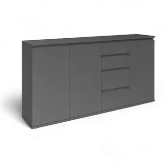 Stella Trading Brest Kommode in Anthrazit - Modernes Sideboard mit viel Stauraum - 160 x 84 x 35 cm (B/H/T)