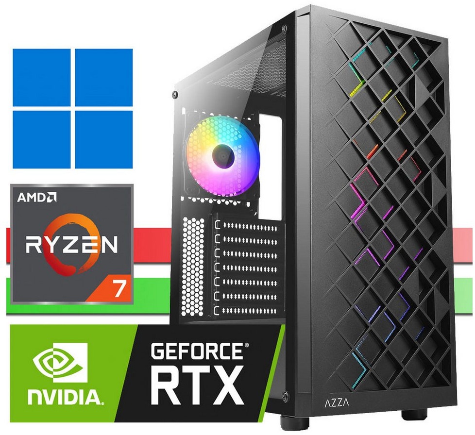 X-HARDWARE X-Gaming Computer 5700X, 16GB RAM, 256GB NVMe + bis zu 4TB HDD Gaming-PC (AMD Ryzen 7 5700X, Nvidia GeForce RTX 3060, 12GB GDDR6, 16 GB RAM, 0 GB HDD, 256 GB SSD, Luftkühlung, Windows 11 Professional) 0 GB