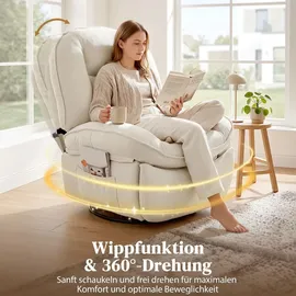 Homcom Relaxsessel Gepolstert 91 x 104 x 93 cm Weiß mit Liegefunktion