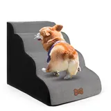 CALIYO Hundetreppe 4 Stufen, Hundetreppe für Kleine Hunde, Katzentreppe 50 cm hoch, Haustiertreppe mit Waschbarem Bezug und Rutschfester Unterseite, Hunderampe für Bett, Couch und Auto (75×40×50cm)