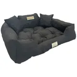 AIO Tierbett, KingDog Hunde- und Katzenbett XXL Außenmaße: 130x105 cm schwarz